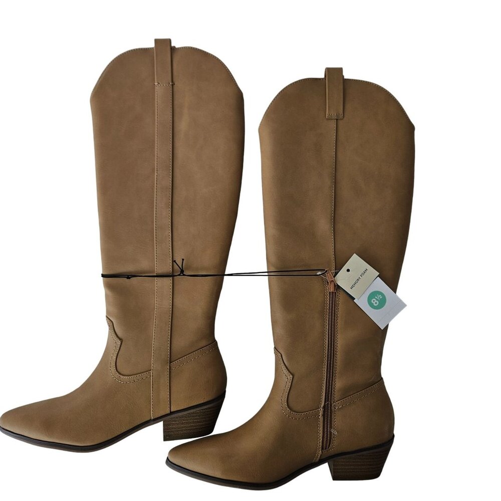 Universal Thread Womens Memory Foam Knee-High Boots Size 8.5 Light Brown Western